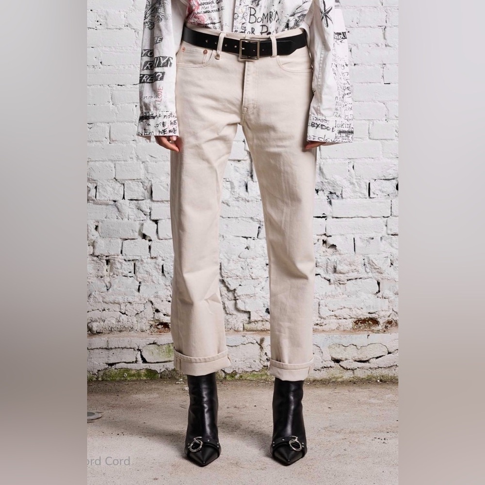 R13 Boyfriend Jean in Ecru Bedford Cord. Size 29